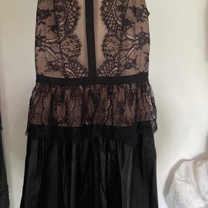 Bcbg dress, lace with leather detail.